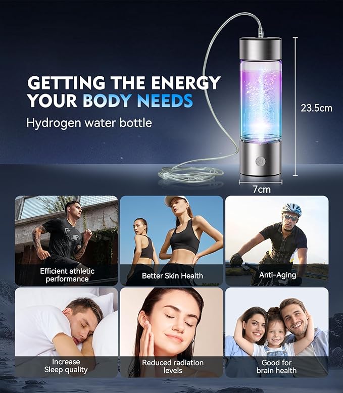 6.0 Upgrade Hydrogen Water Bottle & Hydrogen Absorption 【SGS Certification - 5000PPB】 Hydrogen Water Bottle 【NO.1-24-Hour Hydrogen Lock】 2026 SPE PEM Technique, Double Hydrogen Content - Silver