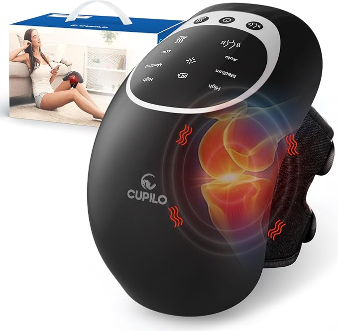 Knee Massager with Heat - Heating and Vibrating Pain Relief Knee Massager for Arthritis, Gifts for Elderly, Dad, Mom