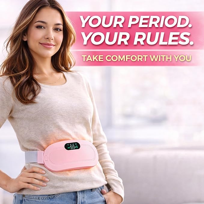 Heating Pad for Period Cramps – FSA-HSA Eligible – Cordless Portable Electric Wearable Heating Belt with Massage – USB Rechargeable Heat Wrap for Menstrual Pain Relief, Back, Abdomen, PMS