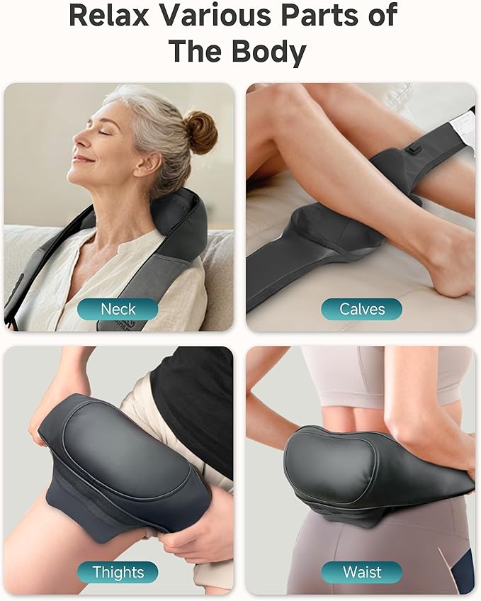 Snailax Cordless Neck Shoulder Massager with Graphene Heating, Deep Tissue 4D Shiatsu Neck Massager for Pain Relief, Rechargeable Back Massager with Upgraded Massage Heads for Deeper Muscle Relaxation
