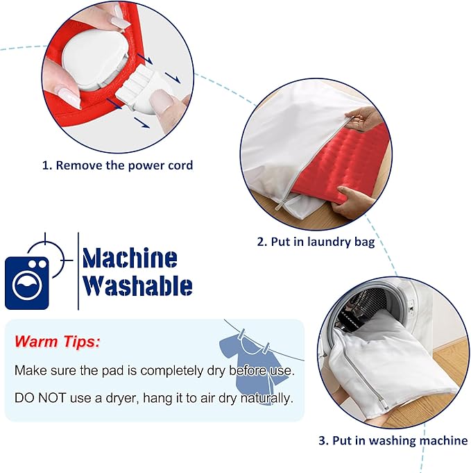 24"X12" Electric Heating pad with 6 Heat Settings, Auto Shut Off, Red Dry Electric Heating for Back Neck Knee Arms Legs Shoulder Heat Pads for Christmas Birthday Father's Day Mother's Day
