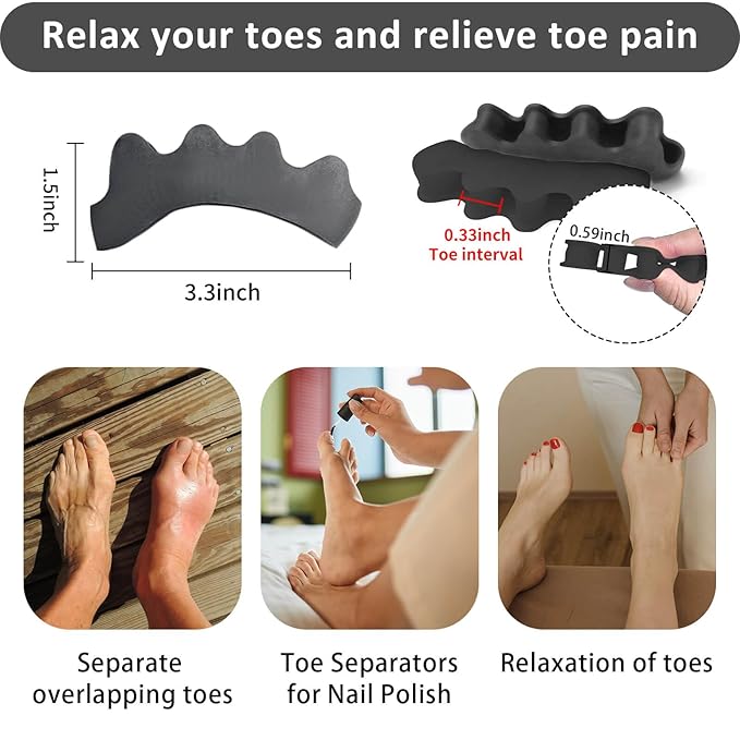 SUNFATT Toe Separators for Women ang Men,Toe Spacers for Women,Relieves Overlapping Toes,Bunions Corrector and Hammer Toe Pain,Gel Toe Spreader Separates and Relaxes Toes.2 Pcs