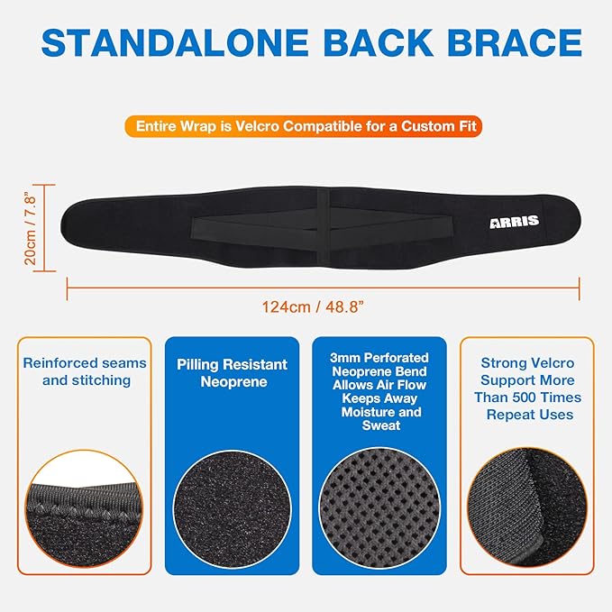 Gel Ice Pack for Back, ARRIS Back Ice Wrap with Support Belt for Pain Relief, Flexible Hot Cold Therapy Back Brace for Waist, Lower Lumbar, Injuries, Sciatic Nerve…