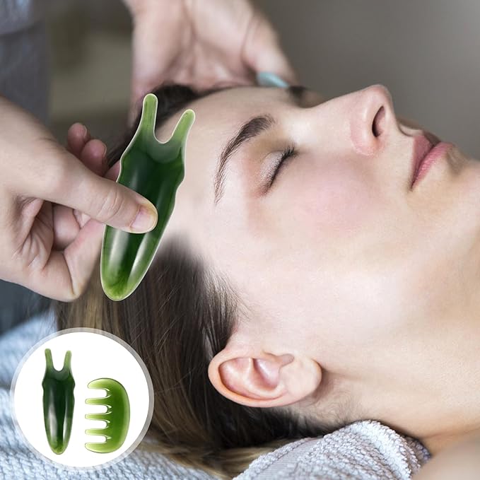 Healifty 2 Pcs Gua Sha Scalp Comb Massage Tool Handheld Resin Scraper for Scalp Treatment and Relaxation 3.5 Inch