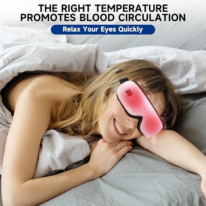 Eye Massager with Heat; Migraine Relief Mask Massager; Bluetooth Eye Mask for Dry Eyes; Relaxation with 5 Massage Modes and 180° Folding Design Gifts for Women/Man
