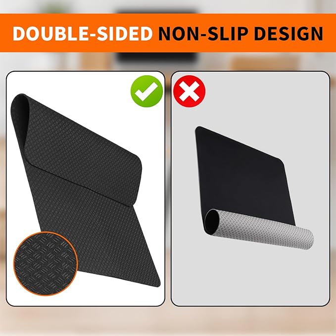 Double-Sided Non-Slip Workout Mat for Elliptical Machine, 23.6" x 17" Stepper Mat for Under Desk Ellipticals & Pedal Exercisers, Stability & Floor Protection, Compatible with Vibration Plate