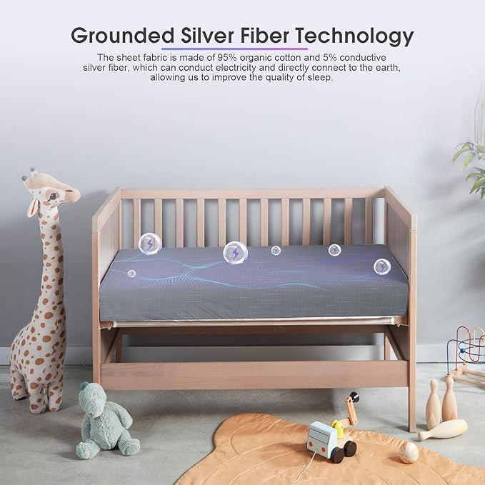 Grounding Sheets with Grounding Cord,Made with Premium Cotton and Pure Silver Threads,Conductive Fabric,Achieve Healthy Sleep(35x90 Inch)