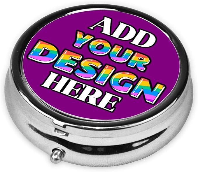 Custom Travel Pill Box, Medicine Pill Organizer Case Container Travel Pill Holder Vitamin for Boxes Med Wallet Portable Mini Pastillero Round, Purple01, Personalized Gifts