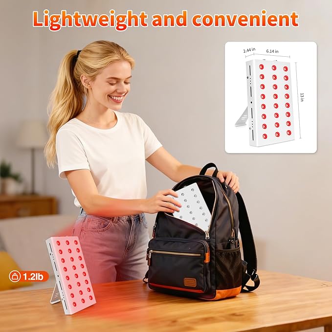 Lawind Red Light Therapy Panel for Face & Body, 660nm Red & 850nm Near Infrared Light Therapy, 24 High Power LEDs, 105mW/cm² High Irradiance LED Red Light Panel with Remote, Timer & Stand