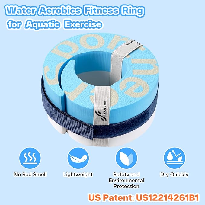 Foam Aquatic Cuffs Exercise Equipment: Sportneer Water Aerobics Float Ring with Adjustable Webbing Pool Exercise Workout Set Water Ankle Ring