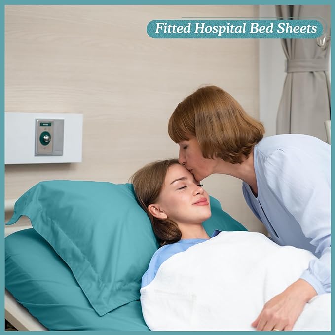 Moukeren 3 Pcs Hospital Bed Sheets Set Deep Pocket Fitted Sheet 36 with Elastic All Around Easy Care Knitted Jersey for Home/Nursing Home (Forest Green)