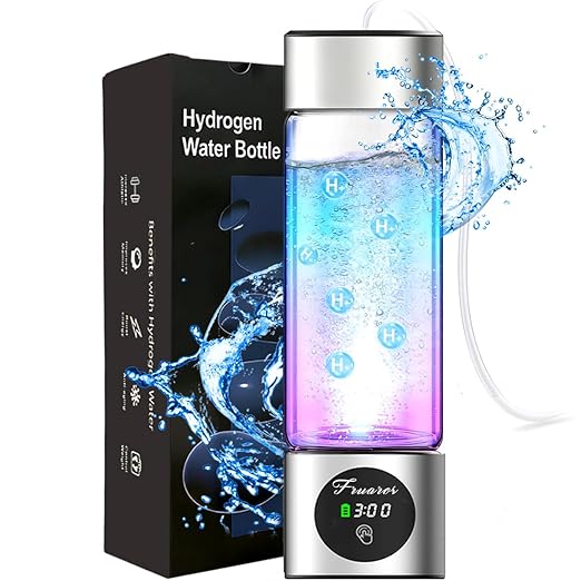 Hydrogen Water Bottle Generator - SPE/PEM Tech Hydrogen Water Machine - 6000 PPB Portable hydrohealth Water Bottle for Kidney Health Hydrogen Bottle with OLED Display (R Touch/Sliver)