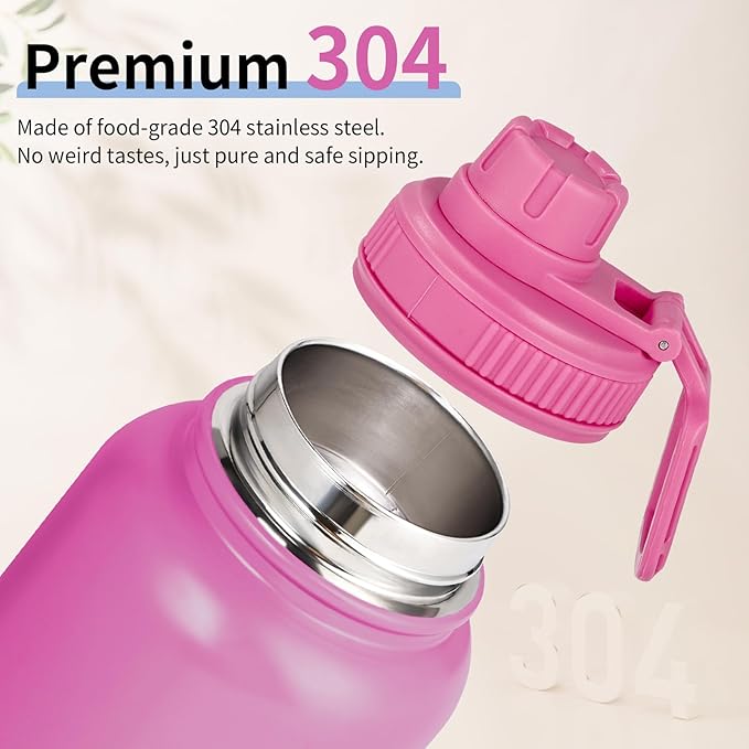 Motivational Water Bottle 32oz with Time Marker- Leakproof & BPA Free Sports Water Bottle with Straw & Carry Strap for Gym, Travel and Outdoor Sports (Stainless steel insulation-PurpleBlue)