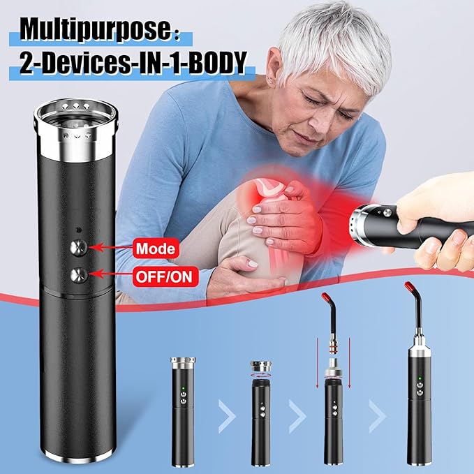 Cold Sore Red Light Therapy Infrared Light Therapy for Joints, Muscle and Nerve Pain, with Detachable Function, for Any Part of The Body (Dark with No LCD Display)