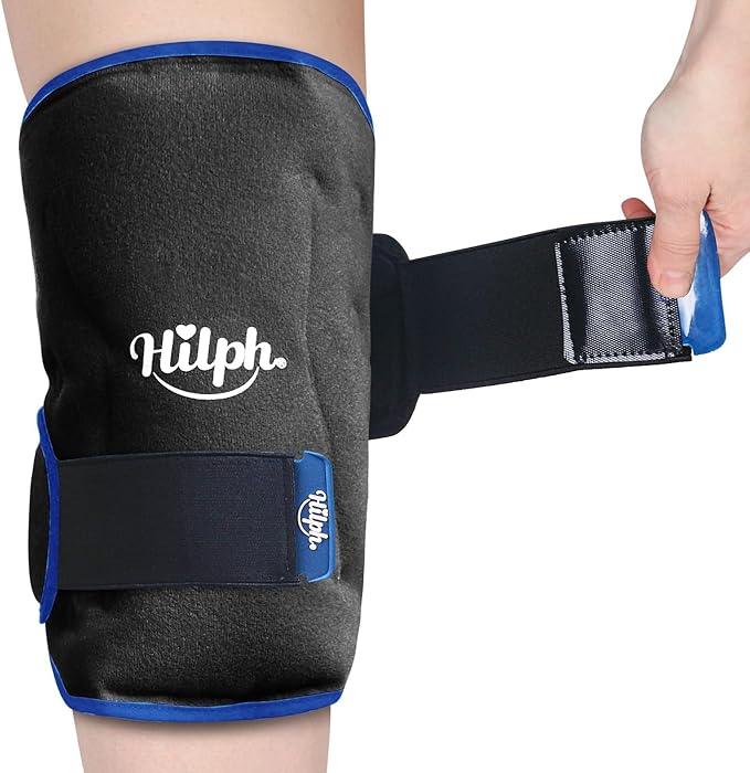 360° Full Coverage Knee Ice Pack Wrap for Post-Surgery Recovery - Bendable & Adjustable Hot Cold Therapy for Pain Relief, Swelling, Arthritis - Easy to Wear, Reusable Gel Pack for Men & Women, Black