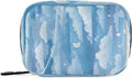 Blue Gradient Cloud and Stars Travel Pill Organizer Case Box Container Weekly Portable Vitamin Medicine Holder Storage Bag with Zipper Removable