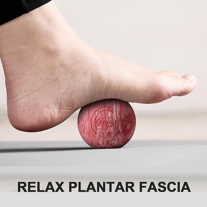 Massage Lacrosse Ball for Myofascial & Trigger Point Release, Muscle Knots, Yoga Therapy – Improves Joint Mobility & Relieves Pain – Back, Neck, Plantar Fascia, HIPS, Legs – 2.5-Inch Red Rubber