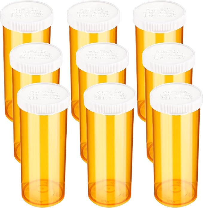 Empty Pill Bottles with Caps, Small Medicines Bottle Plastic Vials Easy Open Medication Vials Containers(6 DR)