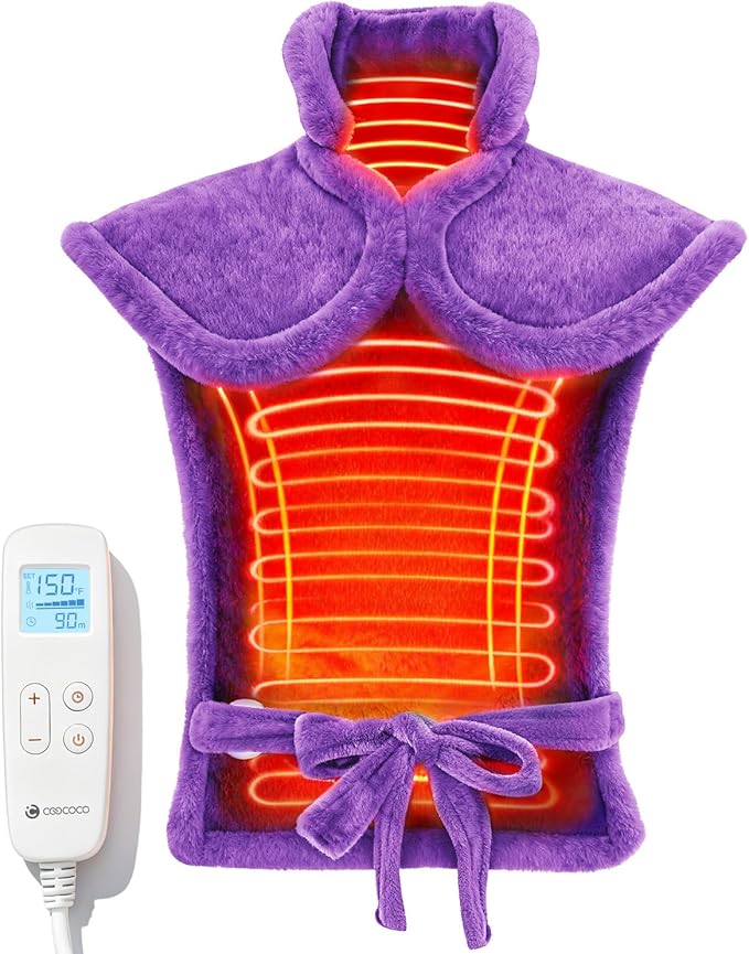 CooCoCo Back Heating Pads for Women Grandma, FSA Eligible Heat Pad for Back Pain Relief, Cute Heat Pad with 6 Heat Levels, Mothers Day Gifts & Birthday Gifts for Mom, HSA Store Approved Items, Purple