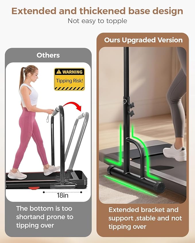 28 Inch Wide Handle Bar for Walking Pad Only with Non-Slip Rubber Feet Compatible Adjustable Handrail Height from 37.6 to 46 in Handle Bar for Walking Pad Comfortable Grip Support Attachment for Home