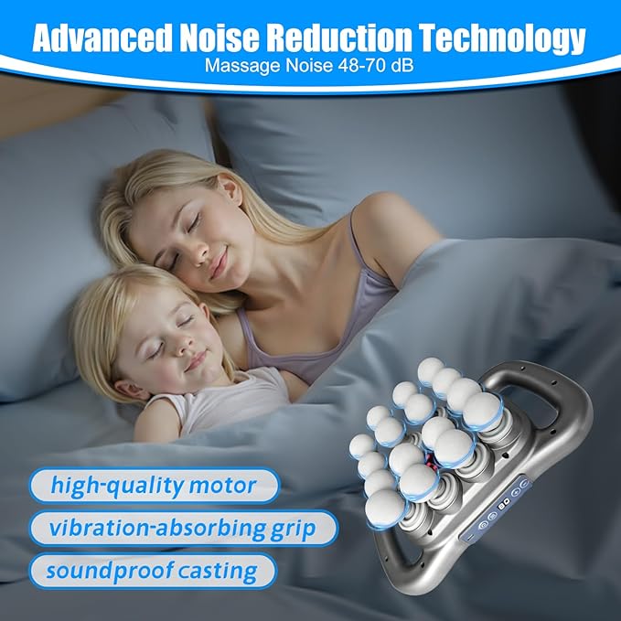 Massage Gun Deep Tissue – 16 Heads, 9 Speeds & 9 Modes, High Power Percussion Massager Gun for Full Body Relief, Muscle Fascia Massage Gun