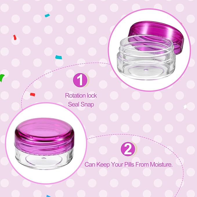 7Pcs Small Pill Case, Portable Mini Travel Pill Container, Compact Daily Storage Boxes Suitable Wallets Pockets Handbags White Blue Purple Black Yellow Red