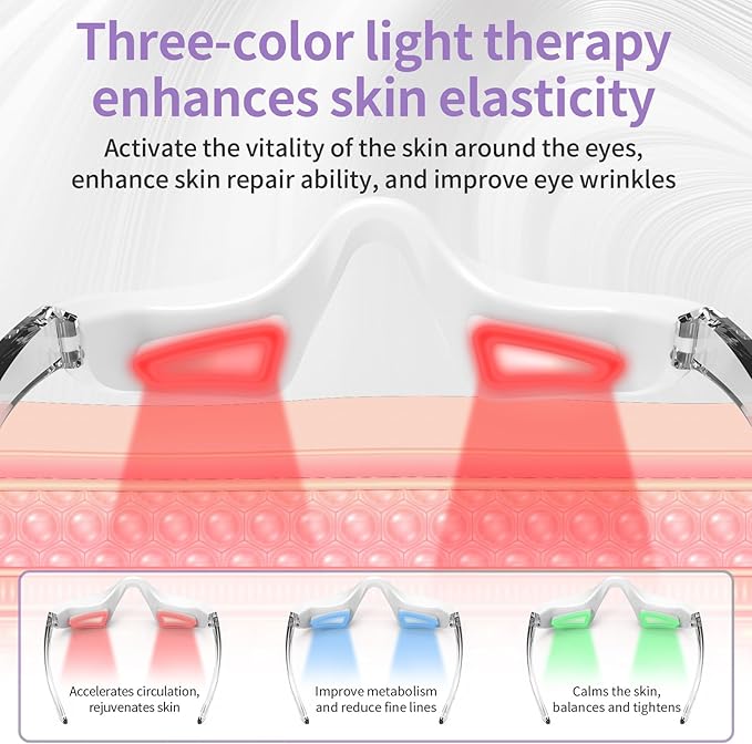 Under Eye Red Light Therapy Device,4-in-1 Red Light Therapy, Heat & Vibration, Rejuvenating Eye Care Device for Puffy Eyes & Fine Lines,USB Rechargeable(Portable)