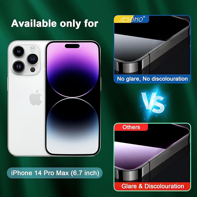 Blue Light Screen Protector for iPhone 14 Pro Max (6.7"), Eye Protection, HD Blue Light Blocking Tempered Glass Film, No Bubble, with Easy Installation Kit 2 Pack