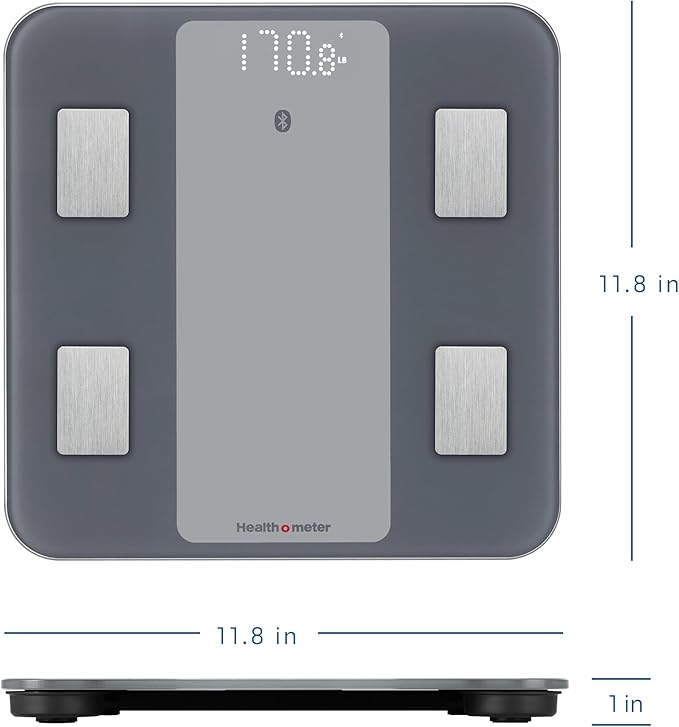 Health o meter Bluetooth Digital Bathroom Scale with Smart Connectivity BMI & Body Fat Tracking 440 lb Capacity for Multiple Users