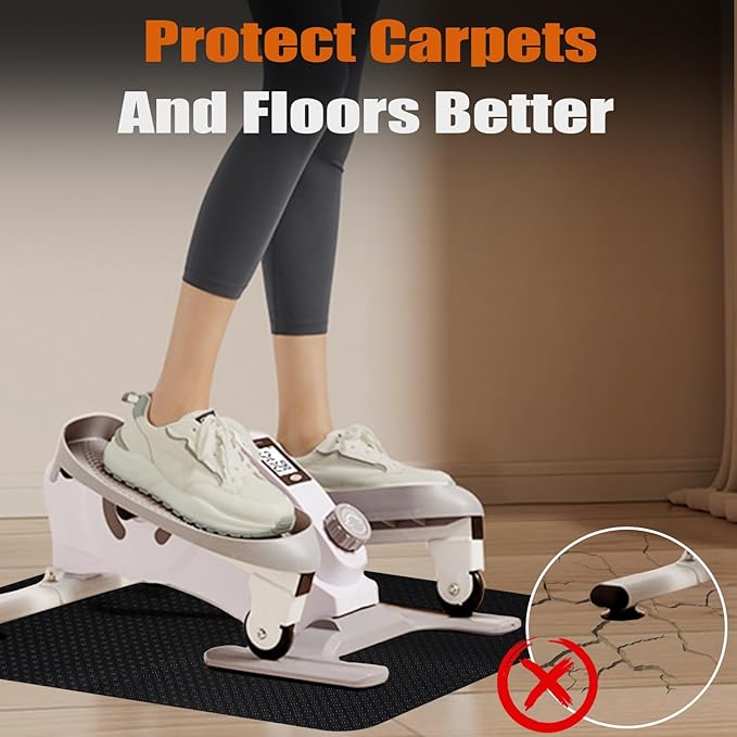 Double-Sided Non-Slip Workout Mat for Elliptical Machine, 23.6" x 17" Stepper Mat for Under Desk Ellipticals & Pedal Exercisers, Stability & Floor Protection, Compatible with Vibration Plate