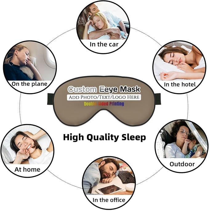 Custom Eye Mask,Add Your Image Text Personalized Sleep Shade Soft Blindfold Eyemask Blackout Eye Cover with Adjustable Strap for Sleep,Travel,Nap Brown Savana