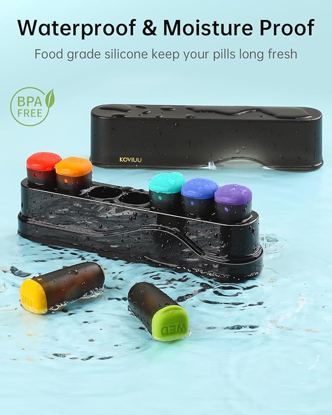 Weekly Pill Organizer 2 Times a Day(Black) and Weekly Pill Organizer 1 Time a Day(Black)