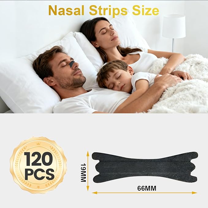120Pcs Nasal Strips for Snoring, Extra Strength Nose Strips Breathing, Nose Tape for Sports and Sleep, Anti Snoring Strips Help Stop Snoring and Nasal Congestion Relief