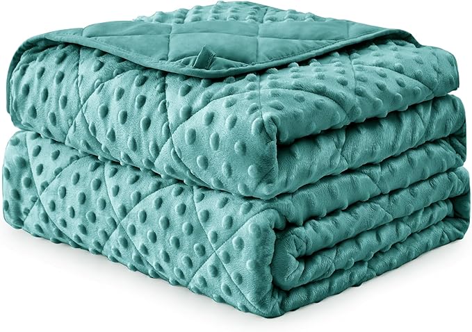 Teal Weighted Blanket for Adults 12lbs, 48"x72", Twin Full Size Cooling Minky Heavy Throw Blanket for 110-130lbs, Soft Winter Thick Big Blankets Weighted Comforter Gift for Sleeping