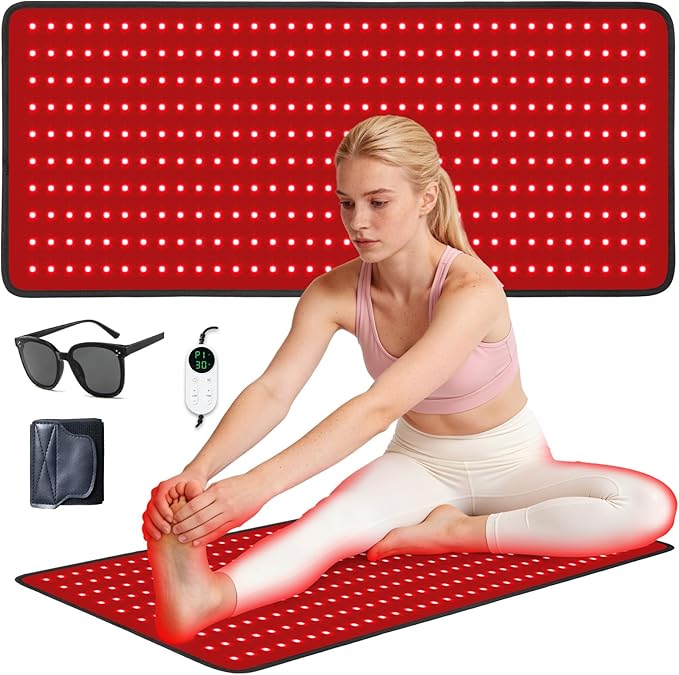 Red Light Therapy Mat for Full Body, 29"*12" Red Light Therapy Mat with 340 LEDs and Controller, 660nm&850nm Near Infrared Light Therapy, 3in1 LEDs Light Blanket for Back Waist Belly Knee Joint Muscle