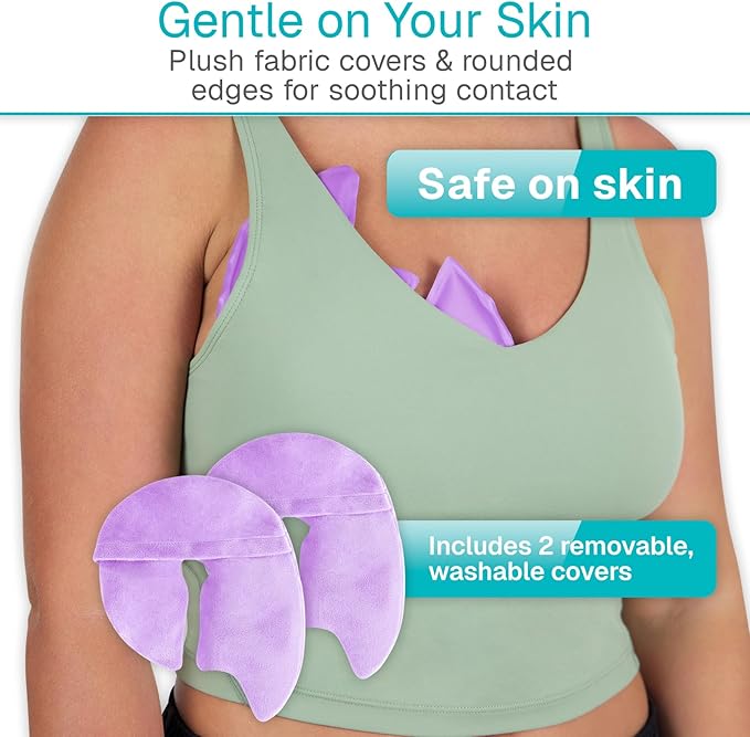 Arctic Flex Breast Ice Packs - Hot & Cold Therapy, Surgery Recovery Supplies - Heating & Cooling Gel Pad for Breastfeeding, Engorgement, Mastitis Relief, Sore Nipples, Lactation (Purple)
