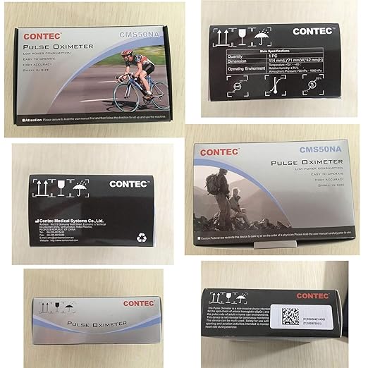 CONTEC CMS50NA Pulse Oximeter Fingertip Blood Oxygen Saturation Monitor SpO2 and PR Value Waveform Blood Oxygen Neck/Wrist Corda, Black