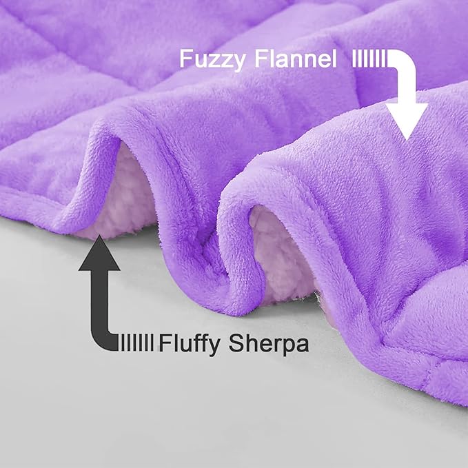 yescool Weighted Blanket for Adults (15 lbs, 60" x 80", Lavender) Heavy Blanket for Sleeping Perfect for 140-160 lbs, Queen Size Breathable Blanket with Premium Glass Bead, Machine Washable