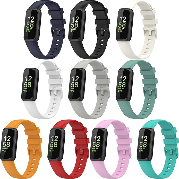 (4 Pack) Bands Straps Intended for Fitbit Inspire 3 Health & Fitness Tracker, Colorful Comfortable Flexible Silicone Band Rubber Strap Wristbands Sports Accessories for Inspire 3