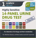 Exploro 14 Panel Urine Drug Test Kit, Instant at Home Drug Test for 7 Illicit & 7 Prescription Drugs THC,OPI,AMP, BAR, BUP, BZO, COC, mAMP, MDMA, MTD, OXY, PCP, EDDP, TCA, Drug Test Kit (Pack of 1)