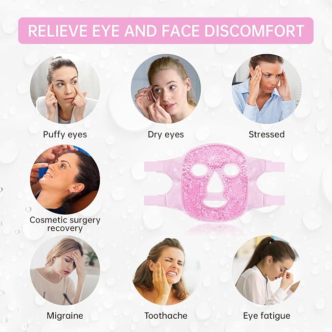 ZNÖCUETÖD Face Ice Mask Facial Ice Packs Gel Hot Cold Compress for Post Oral, Dental, Nose,Facelift Plastic Cosmetic & Laser Surgery Recovery Puffiness Swelling Dark Circles & Headaches Gift for Women