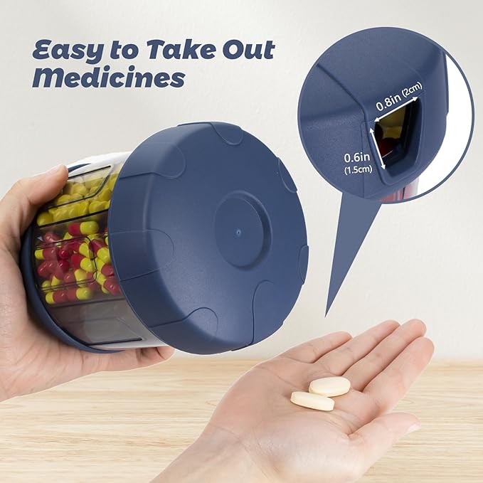 Mossime Supplement Organizer with Extra Large 7 Compartments, TPU Soft Lid Easy Open Pill Dispenser, One Month Travel Medication Organizer Storage Vitamin Holder, Medicine Container Pill Bottle