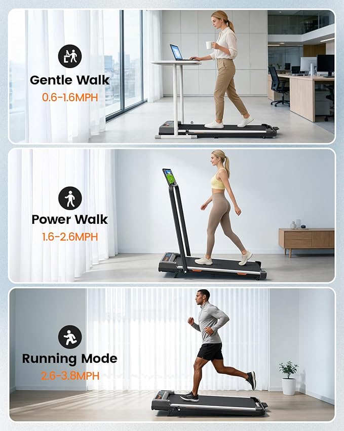 Walking Pad with Incline and Handle Bar, 2.5 HP Quiet Walking Pad Treadmill with 265 LBS Capacity, Portable Under Desk Treadmill, Foldable Treadmills for Home Office