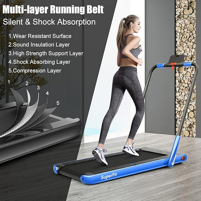 GYMAX Walking Pad, Foldable Under Desk Treadmill with LED Monitor, Remote Control, Smart App Control, Folding Portable Desk Treadmill for Office Standing Desk, Home Office Treadmill