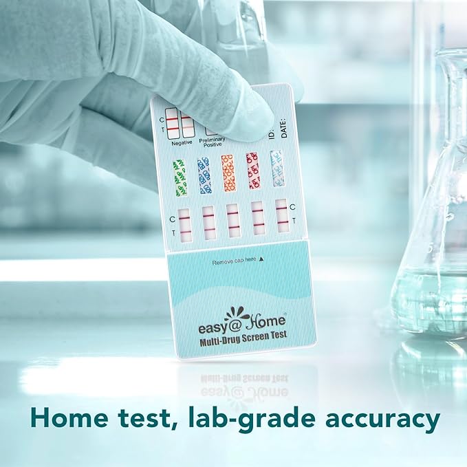 Easy@Home 5 Panel Urine Drug Test Kit [5 Pack] - THC/Marijuana, Cocaine, OPI/Opiates, AMP, BZO All Drugs Testing Strips in One Kit - at Home Use Screening Test with Results in 5 Mins #EDOAP-754