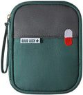 First Aid Kit Bag Empty Travel Medication Pouch Mini Zippered Oxford Medical Survival Kit Carrier Handy Medicine Pills Drugs Package Organizer with 3 Pocket+1 Main Holder-5.5x4.3x0.8Inch (Green-S)
