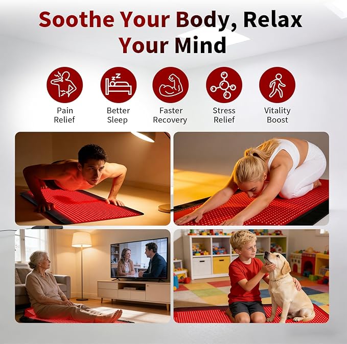 1707 LEDs Red Light Therapy Mat for Full Body, 73" x 36" TPU Infrared Light Therapy, 3-in-1 LEDs (660nm & 850nm) Premium Foldable Mat with Timer Controller & Pulse Modes for Home Use, 192W