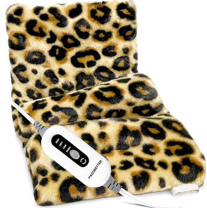 Heating Pad,Electric Heating Pads for Back,Neck,Abdomen,Moist Heating Pad for Shoulder,Knee,Arms,Legs,Dry/Moist Heat & Auto Shut Off,Birthday Gifts for Men and Women, 24x12 Inch (Leopard)