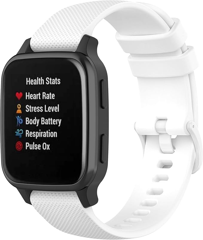 Compatible with Garmin Venu Sq Bands for Women Men, 20mm Quick Release Silicone Replacement Band Wristbands Straps Bracelet Fit for Garmin Vivoactive 3 Music, Forerunner 245 645 (White)