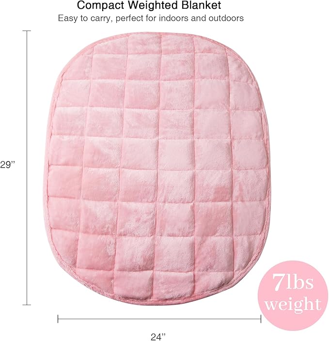 Alomidds Weighted Blanket 7lbs for Adults, Cozy Breathable Weighted Lap Blanket, Small Weighted Blanket Travel, Weighted Lap Pad for Couch, Sofa, Pink, 29" x 24"